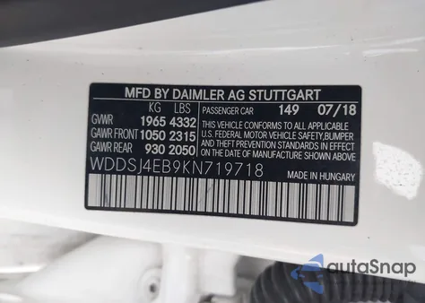 2019 Mercedes-Benz Cla 250 из США, поврежденный, VIN WDDSJ4EB9KN719718